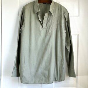 Mark Edwards 100% Cotton Long Sleeve Shirt with Partial Buttons Size Large